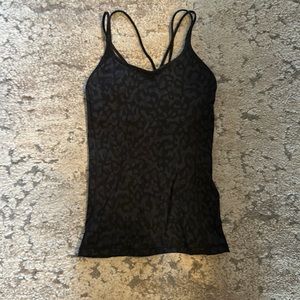 lululemon black cheeta print build in bra tank